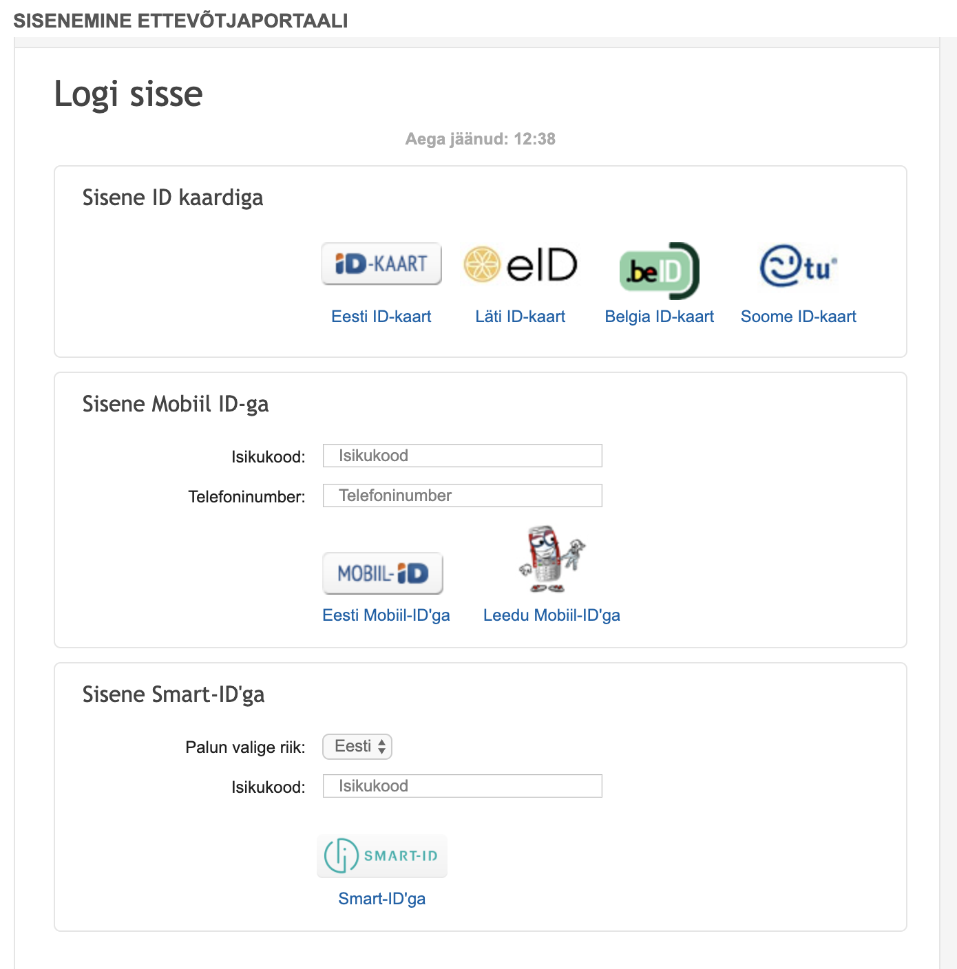 Sisselogimise valikud